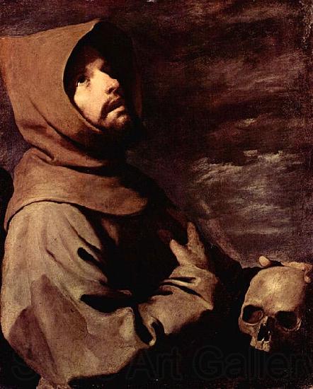 Francisco de Zurbaran Meditierender Hl. Franziskus mit Totenschadel Spain oil painting art